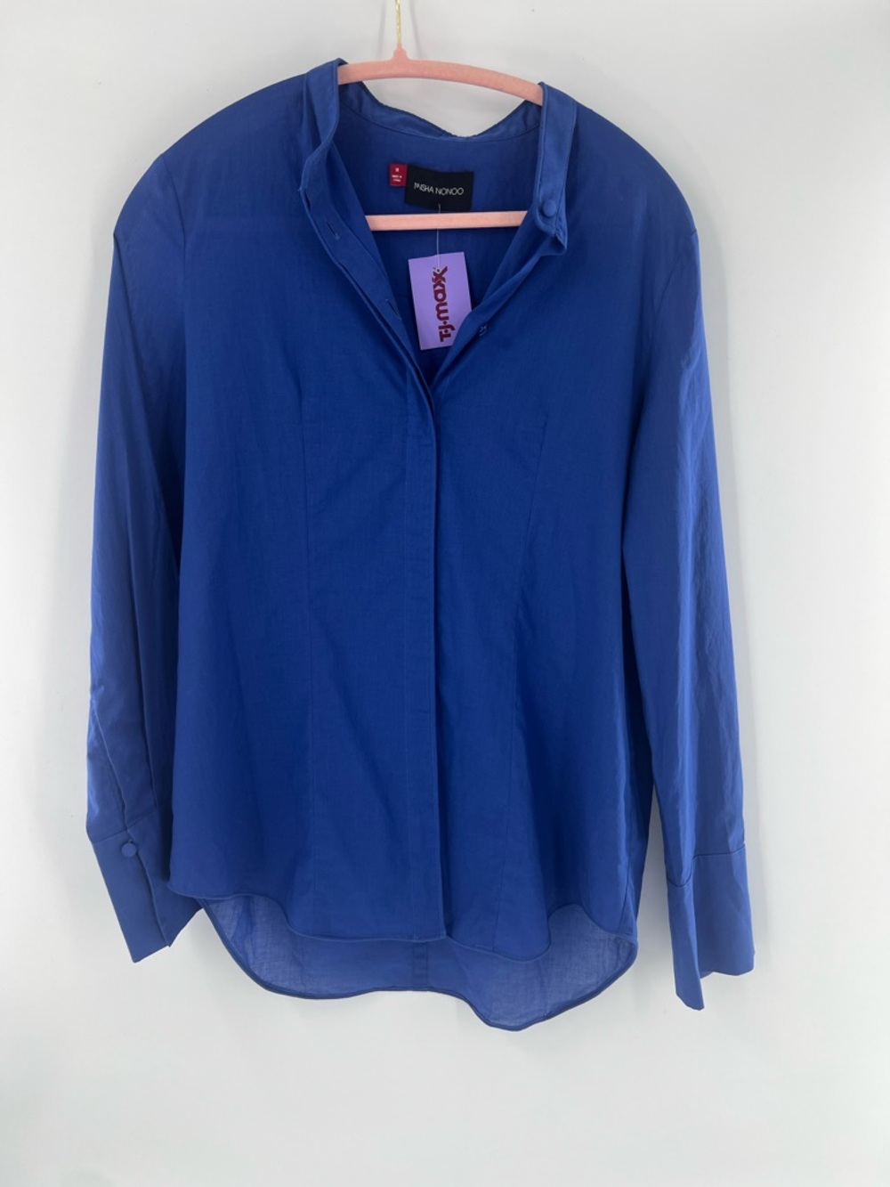 Misha Nonoo Long-Sleeve Button-Down Shirt office‎ work attire professional M